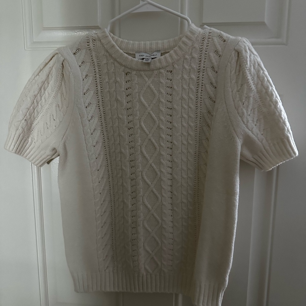 Cream Cable Knit Crew Neck Sweater